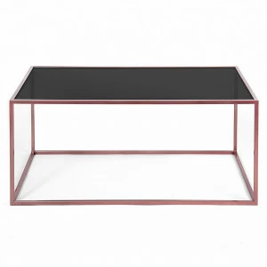 Журнальный столик стеклянный черный с ножками медь 80 см Darmian into copper INTELLIGENT DESIGN  260709 Черный