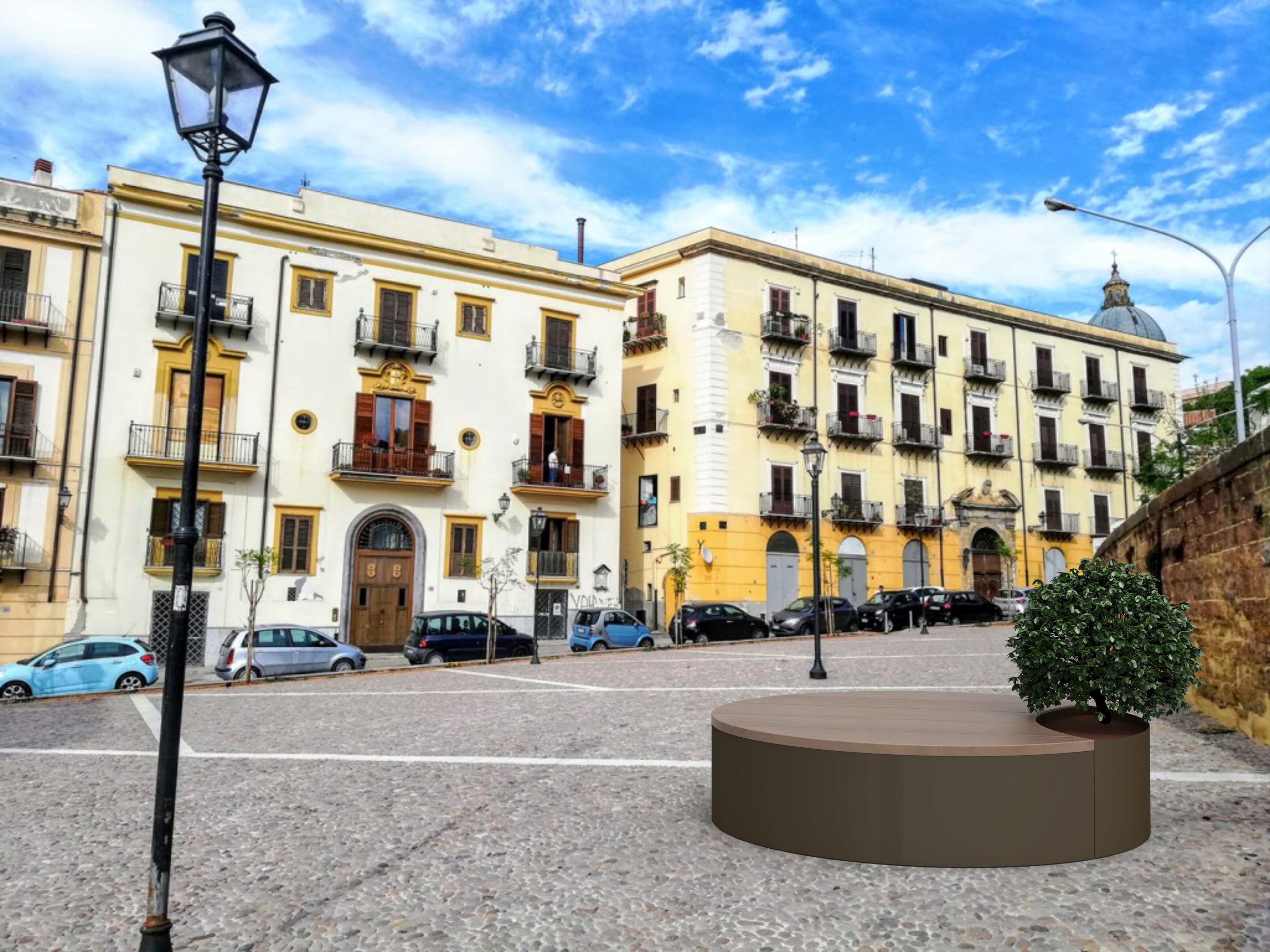 Секционная круглая скамейка из стали и дерева со встроенной плантатором CITYSì CIRCUS ARCH-00096184 - Вид №7