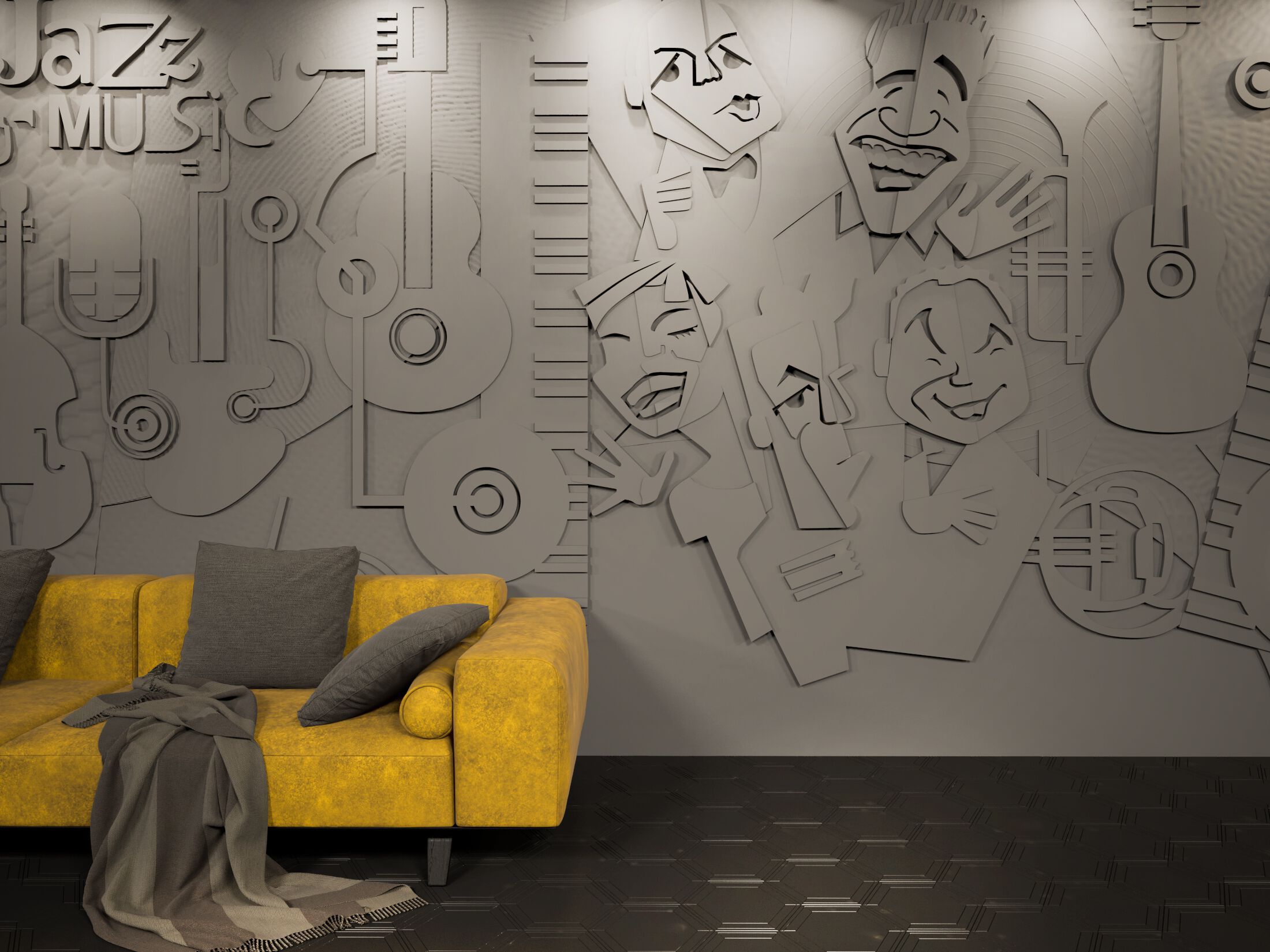 Трехмерная декоративная гипсовая панель WallDeco ORCHESTRA ARCH-00056978