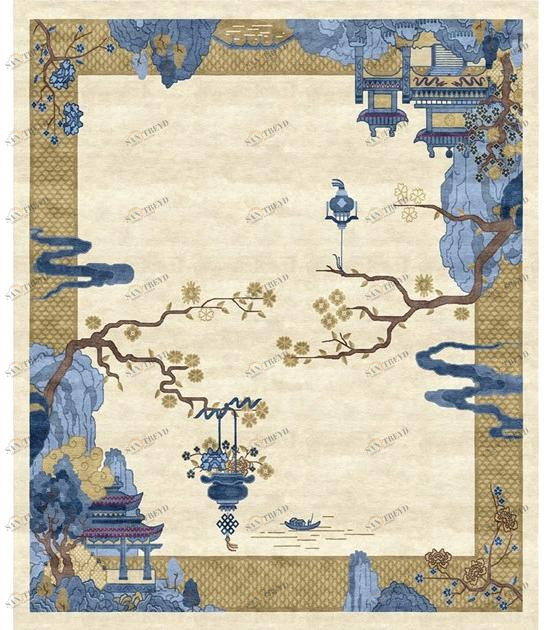 Tapis Rouge Прямоугольный коврик ручной работы Chinoiserie Tr1445