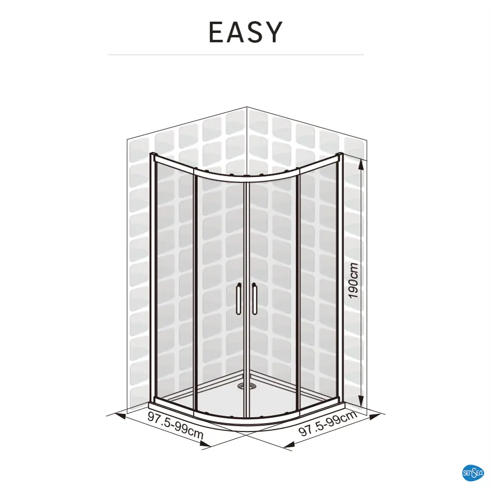 Комплект стекол для душевой ширмы Sensea Easy 1/4 круга 100x100 см прозрачное, цвет профиля на выбор STLM-2072850 - Вид №24