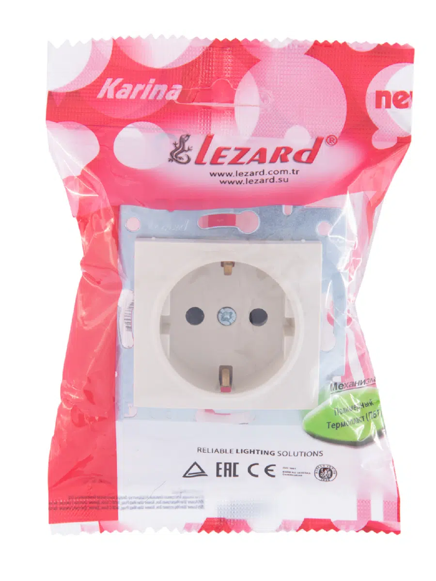 KARINA Розетка с защитой от детей сз кремовый LEZARD 707-0388-124В - Вид №2