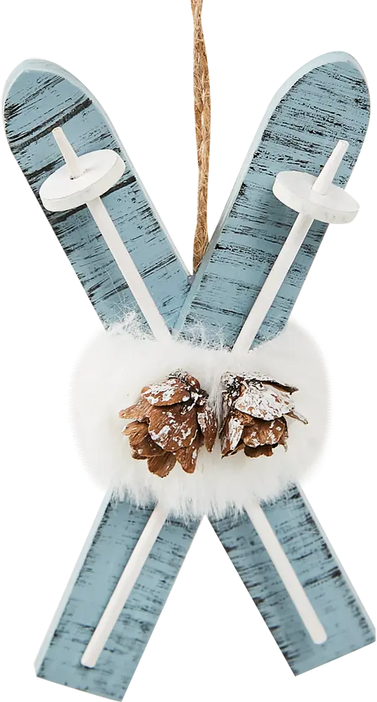 87036541 Елочная игрушка Лыжи 12x6 цвет синий STLM-0958389