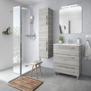 26589 SALGAR Мебель для умывальника FUSSION CHROME 700 3 ящика BAY PINE 697 x 868 x 450 мм Лавровая сосна