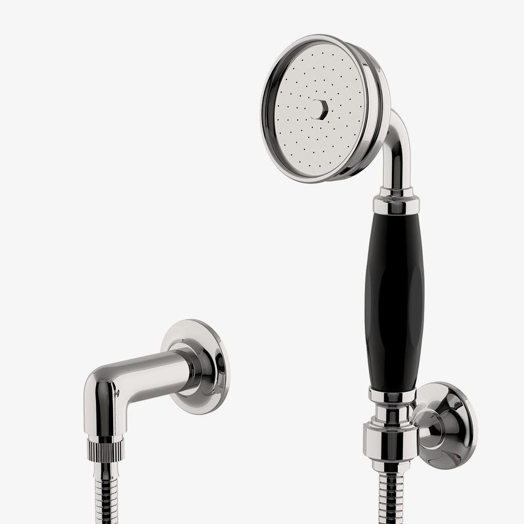 EAHS14 Ручной душ Easton Classic на крючке с черной фарфоровой ручкой Waterworks  - Вид №1