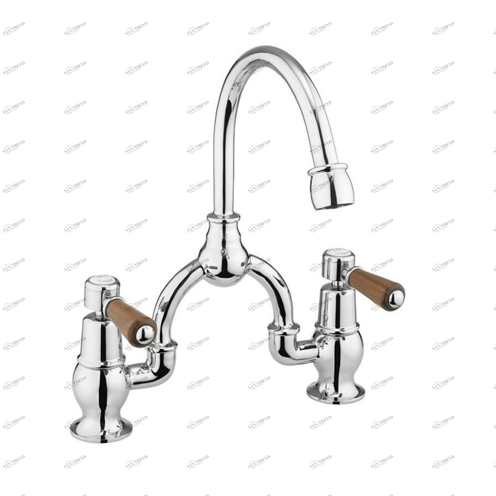 Смеситель для раковины на 2 отверстия со скрытым сливом-переливом [KE28 WAL + W9] - подходит только для раковины B14  Burlington T25-QT, W9, T4 WAL 