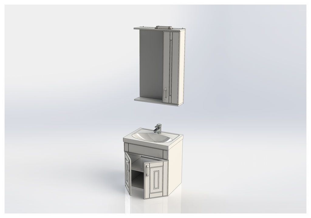 Мебель для ванной Aquanet Рондо 60 белый (2 дверцы) 00195705 - Вид №4