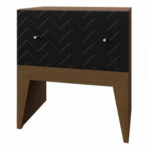 Тумбочка прикроватная для спальни с ящиком черная с рисунком "Елка" Still New BRAGIN DESIGN  256449 Черный