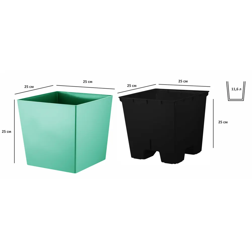 Горшок цветочный INGREEN Cube ø25 см 11.6 л пластик эвкалиптовый рассвет 89411075 STLM-1571313 - Вид №1
