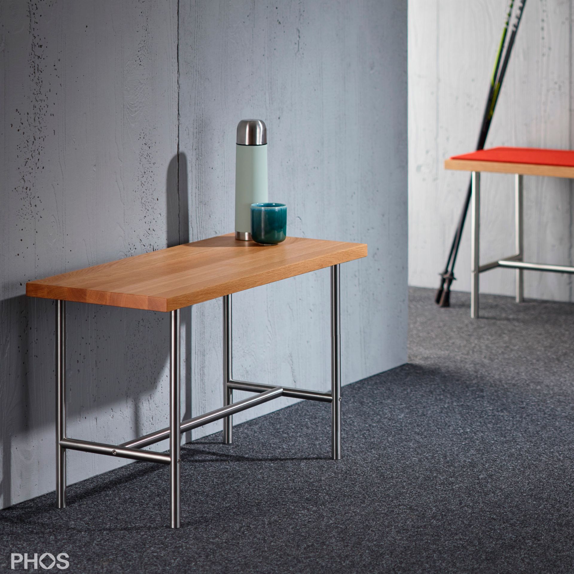 SiB600-Eiche Скамья с сиденьем из массива дуба, ширина 75 см. PHOS  - Вид №3