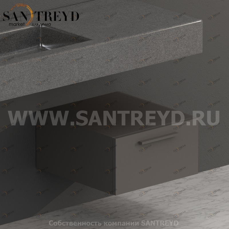 S04524AT2 Тумба с 1 ящиком 45 см серая Globo ARREDO WOOD Италия Ceramica Globo