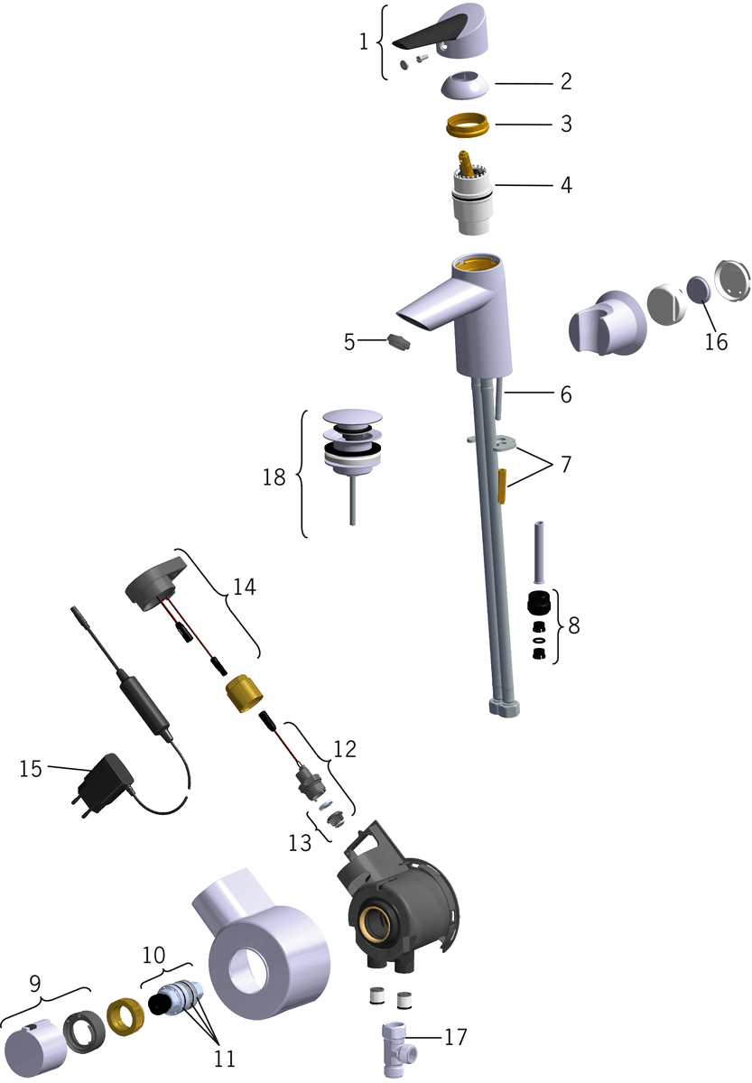 Oras 2703FT Смеситель для умывальника, 230/5 V 2703FT Optima Хром  - Вид №6