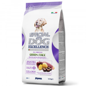 ПР0059874 Корм для собак EXCELLENCE Grain Free утка, картофель, яблоки, каштаны сух. 2,5кг SPECIAL DOG