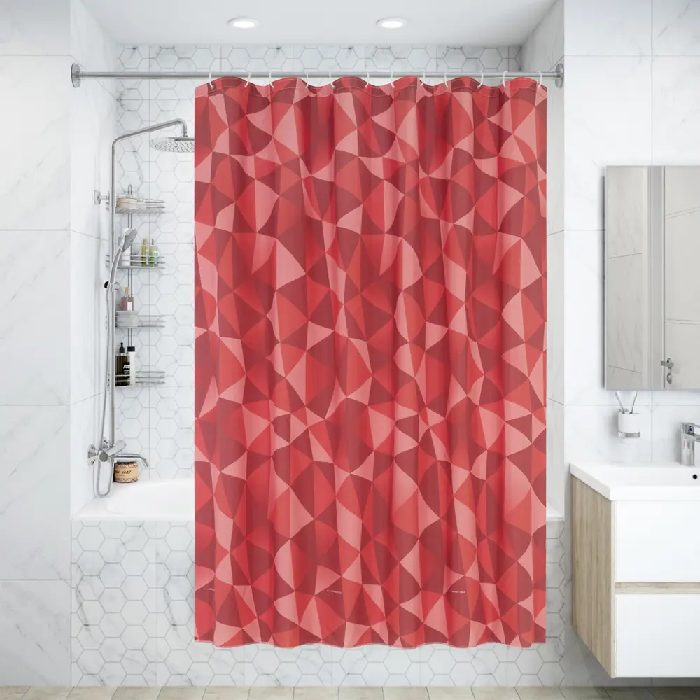 Штора для ванны Bacchetta Diamante Rosso с кольцами 180x200 см полиэстер , цвет мультиколор 84621383 STLM-2029797 Шторы текстильные