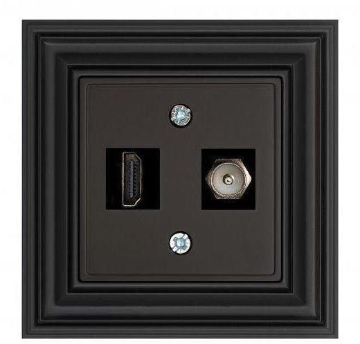 29-238 Розетка HDMI/TV Liregus Retro черный матовый