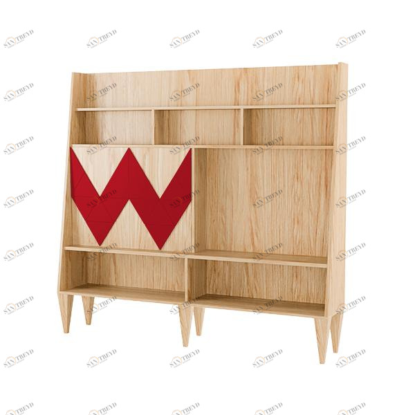 Стеллаж деревянный шпон красный Woo Wall WOODI  00-3966196 Бежевый;красный 