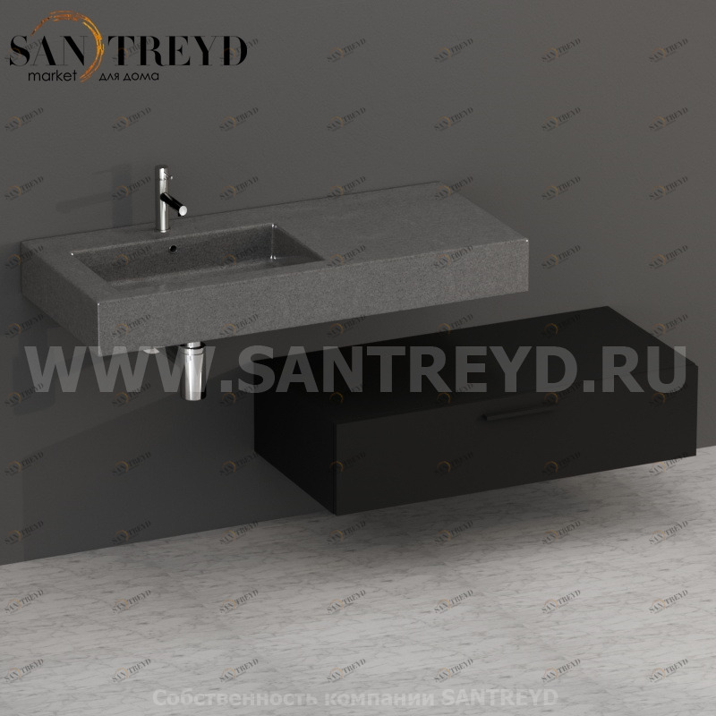 S10024AR2 Тумба с 1 ящиком 100 см черная Globo ARREDO WOOD Италия Ceramica Globo