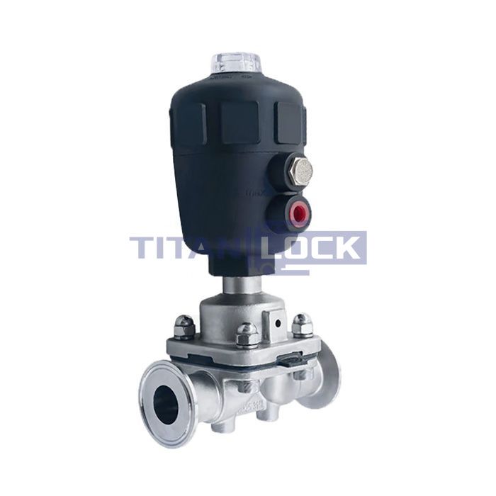 Мембранный клапан нерж.316 типа clamp, с пневмоприводом (полипроп.), DN10 DIN TL10DVCL-PP TITAN LOCK 
