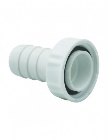395000 001 00  Розетка для стиральной машины, с коленом, гайкой и уплотнением клапана, Д. 20 мм, белый пластик Valentin Белый  - Вид №1