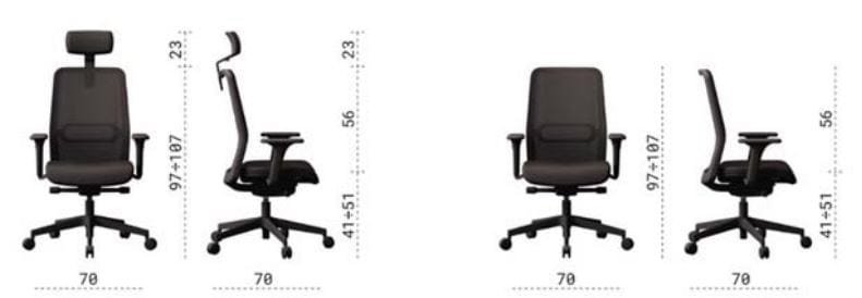 Регулируемый по высоте офисный стул с подлокотниками Las Mobili Essai ARCH-00096595