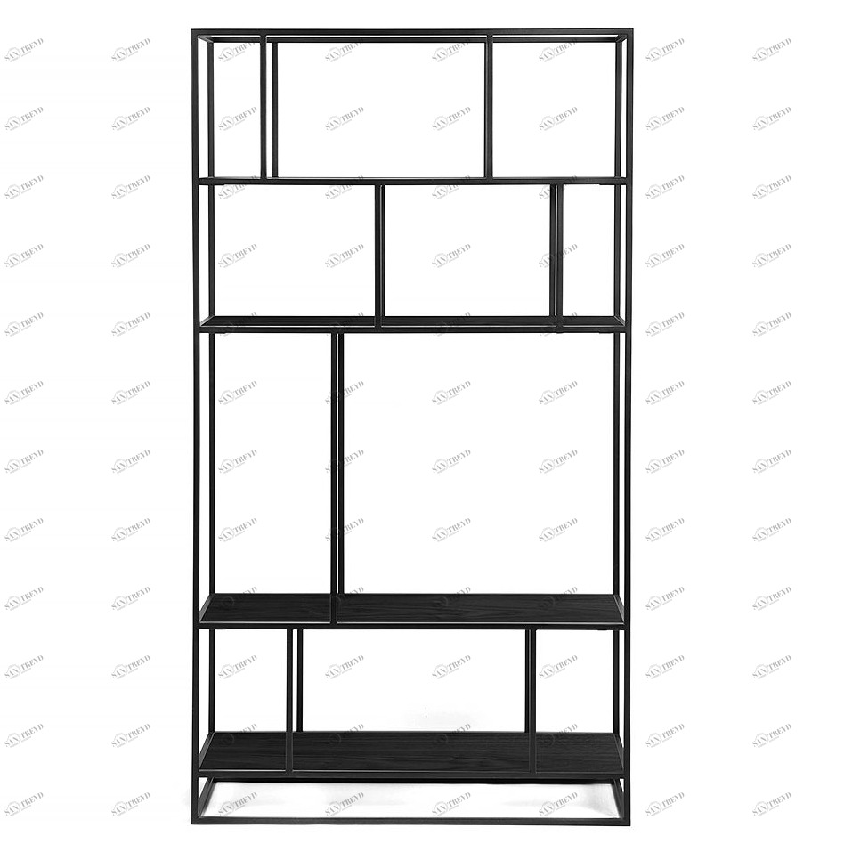 Стеллаж металлический черный дуб Makella black INTELLIGENT DESIGN СТЕЛЛАЖ MAKELLA 260746 Черный 