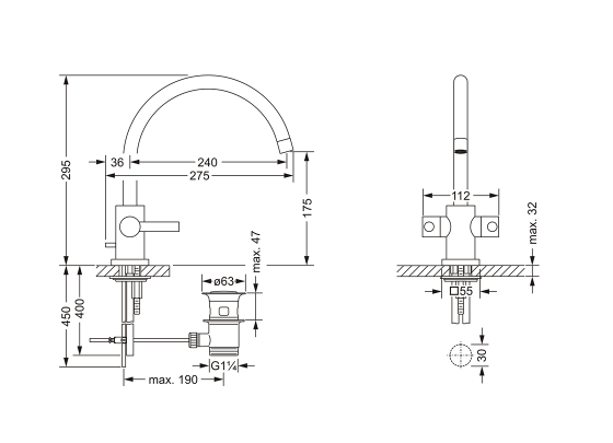 Смеситель для раковины на одно отверстие ½", xxl JOERGER Charleston Square 634.10.350.000 - Вид №1