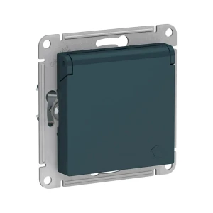 91586356 Розетка встраиваемая Systeme electric AtlasDesign 247140 с заземлением со шторками и крышкой цвет изумруд STLM-1513259