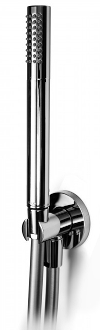 830 / M1PR Душевой набор с коленом для подачи воды, фиксированным кронштейном, однофункциональным ручным душем из латуни и 1500 мм. шланг из ПВХ 1/2 ”ff конический. Bongio Wellness 830/M1PR