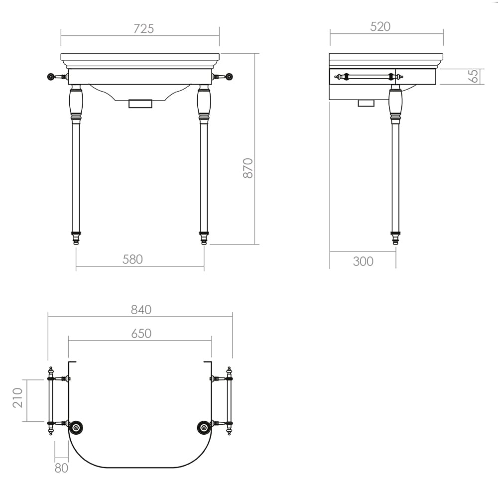 IMSR24 Подставка для умывальника Carlyon со стеклянными ножками Carlyon Imperial  - Вид №2