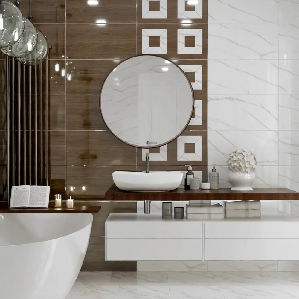 Нефрит-Керамика Луксор: настенная плитка с коричневым мраморным эффектом 30x60 см 89232598 STLM-0943948 - Вид №6