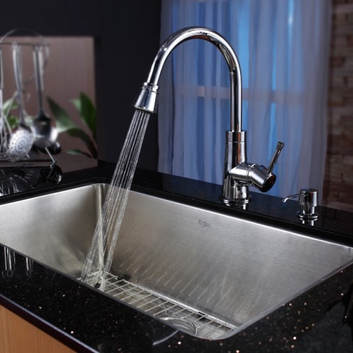 KHU100-30-KPF2220SN-KSD33BN Накладная раковина на столешницу  прямоугольная Krausru  - Вид №1