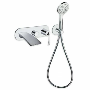 CRIBO102 Внешние части смесителя для ванны и душа для CRICS100 (правая сторона) - CRICS101 (левая сторона) с переключателем на 2 выпускных отверстия, гибким шлангом LONG LIFE, ручным душем против известкового налета и металлической пластиной - Свободный п