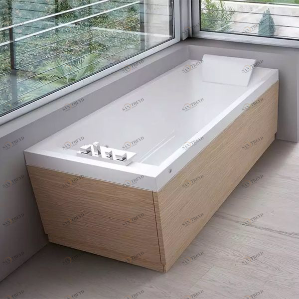 Ванна Standard Novellini SENSE 4 с набортным смесителем и панелями из белого ореха SE42190802U2Q