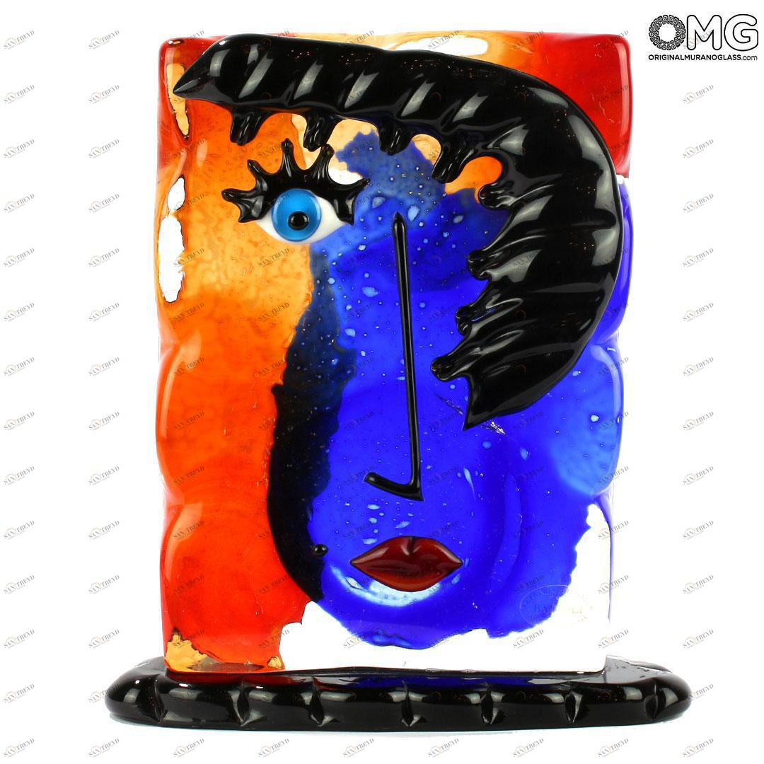 4709 ORIGINALMURANOGLASS Скульптура Голова Женщины - Pop Art - Original Murano Glass OMG 19 см PICASSO