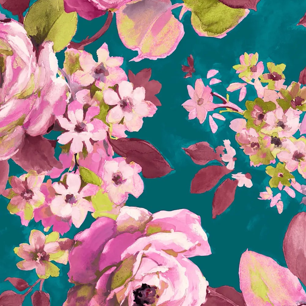 Штора на ленте «Пионы» 145x260 см цвет бирюзовый 82701258 STLM-2089893 SEASONS 