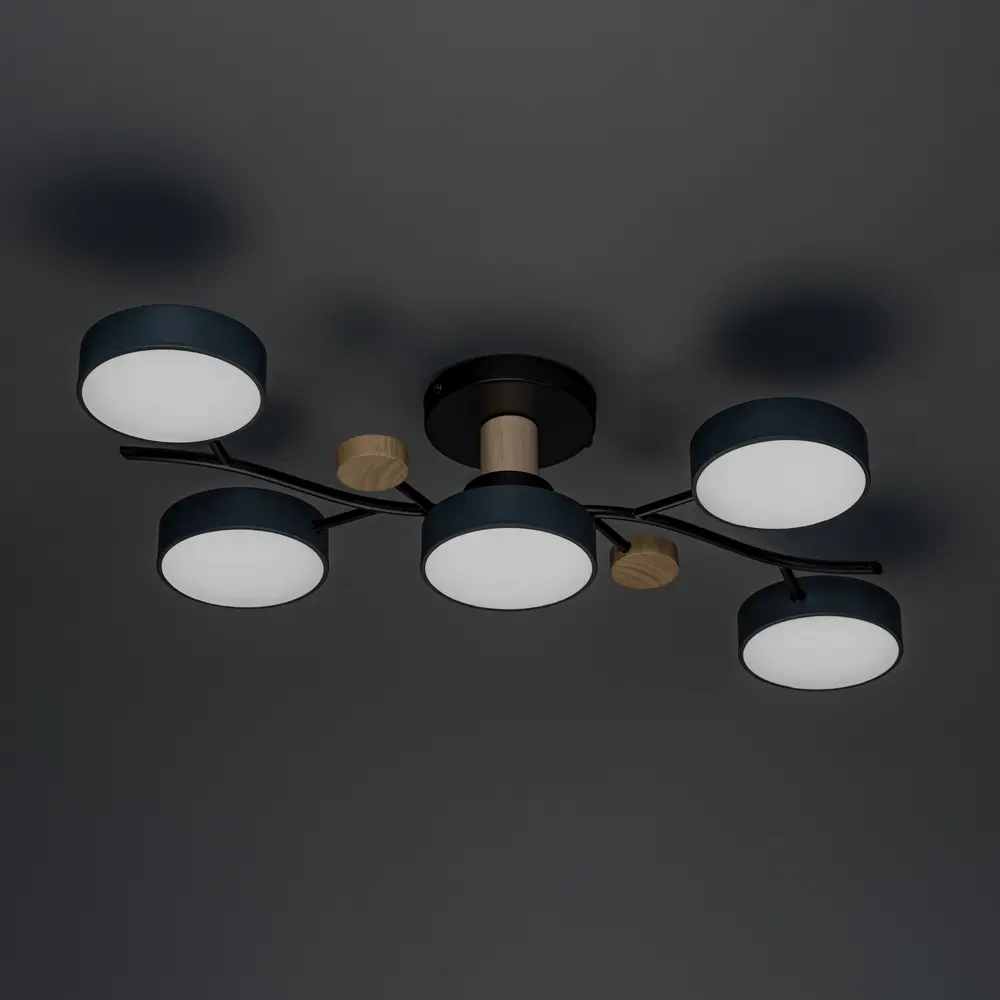 Люстра потолочная светодиодная диммируемая Ritter Scandia 52080 1 с д/у 70 Вт 24 м² 2700К-6500К цвет серый/черный/дерево 89195497 STLM-2132362  - Вид №3