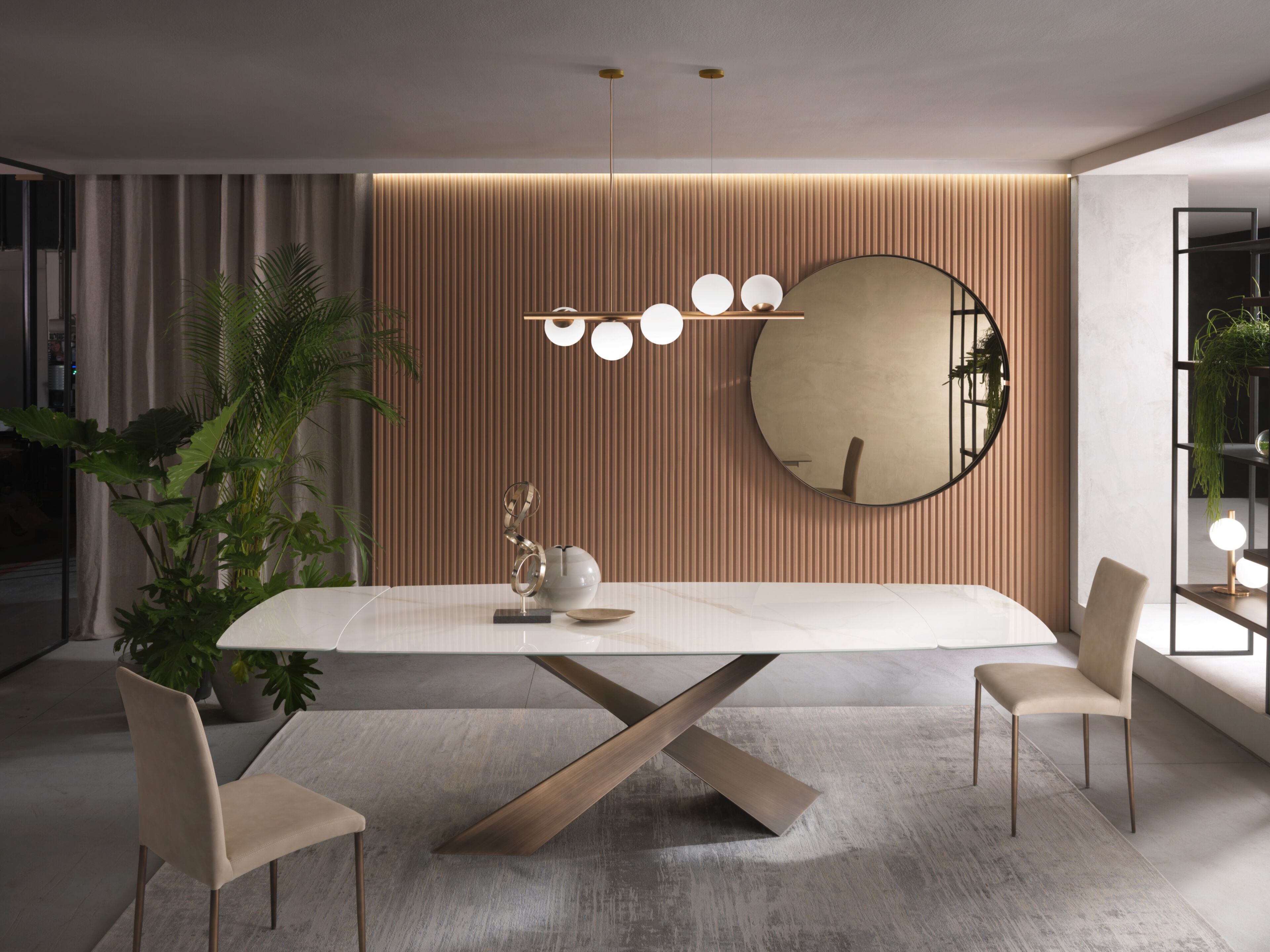 Фиксированный и выдвижной стол с керамической столешницей RIFLESSI ARCH-00083096