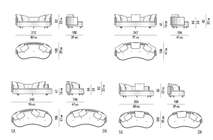 Кожаный изогнутый диван Minotti Torii Bold ARCH-00066441 - Вид №6
