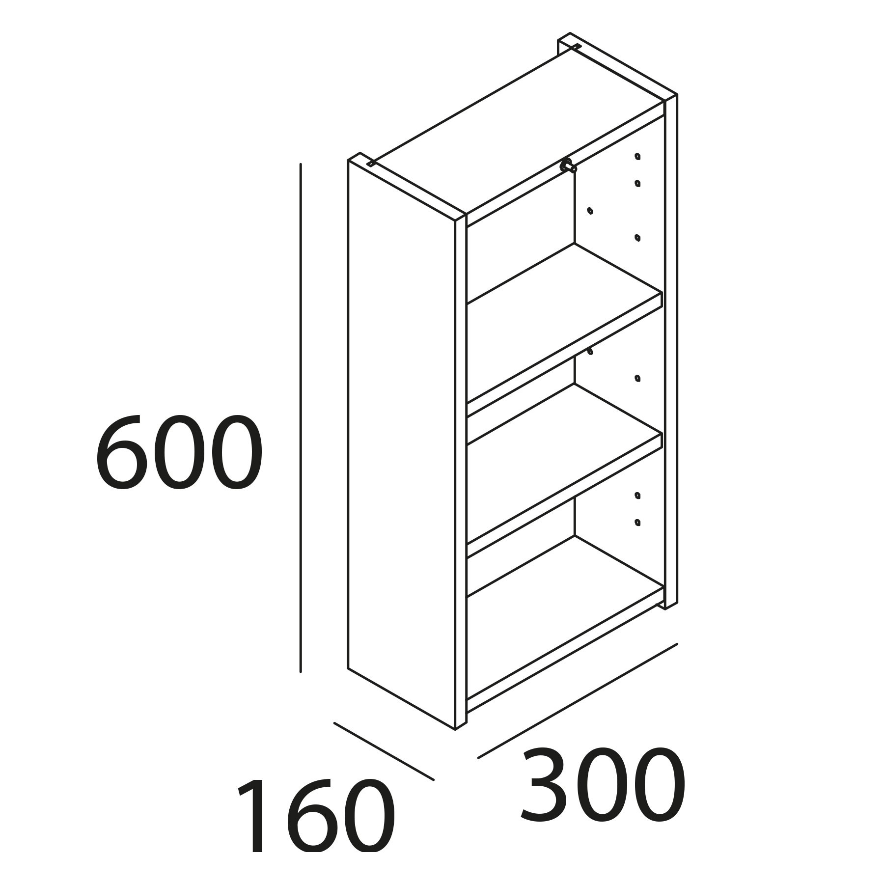 23778 SALGAR Модуль INFINITY 1 дверца ДУБ КАЛЕДОНИЯ 300 x 600 x 160 мм Дуб Каледония - Вид №1