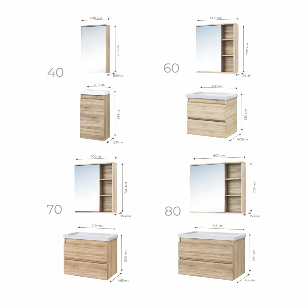 Зеркальный шкаф Vigo Matteo 15.6x40x70 см цвет дуб сонома 83404373 STLM-2117920 - Вид №4