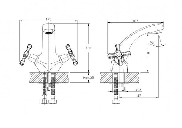 Смеситель для раковины Rush Bianki BI7650-11 хром 1152215 - Вид №1