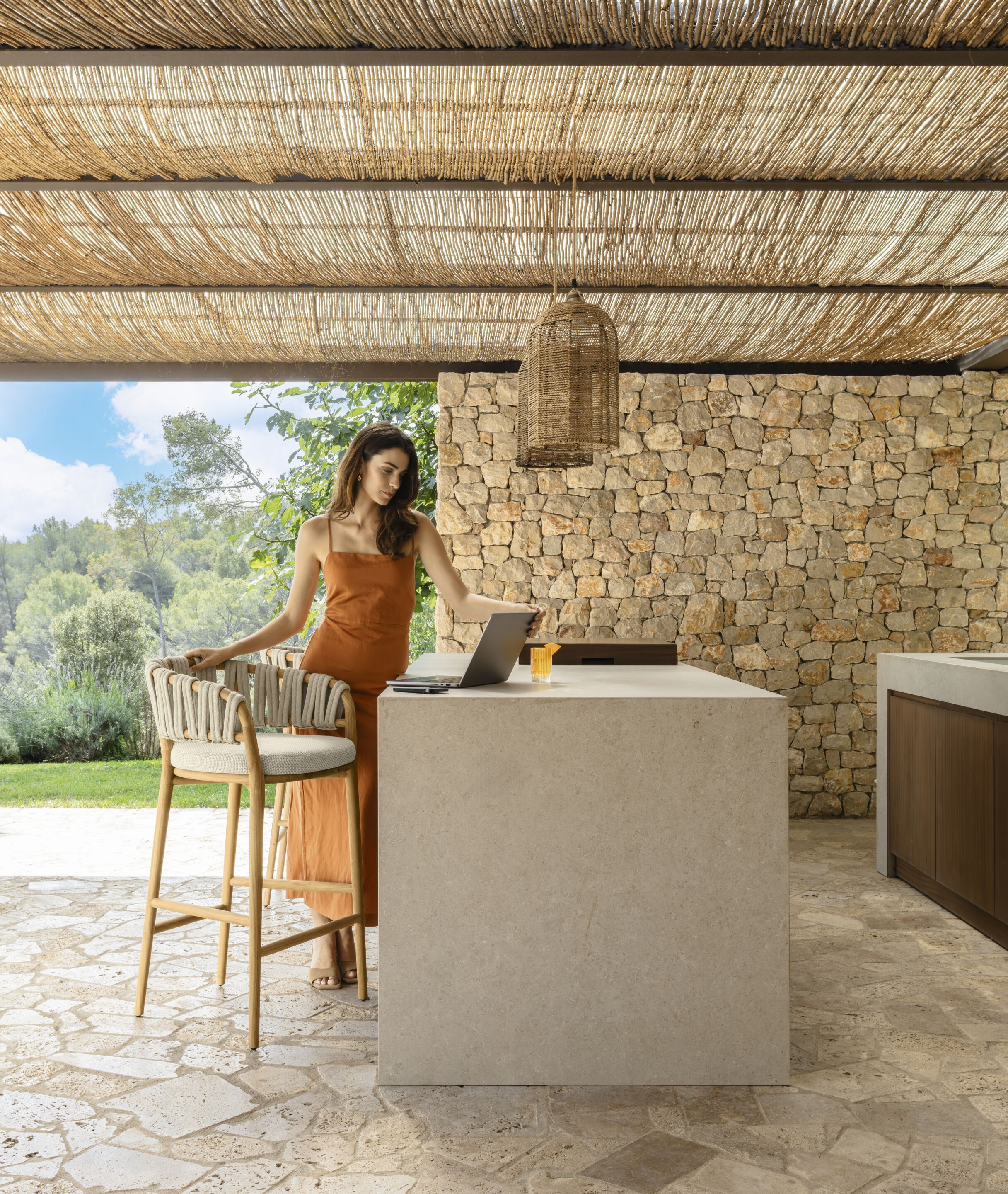 Высокий садовый стул из тикового дерева со спинкой Talenti Venice ARCH-00114447 - Вид №3