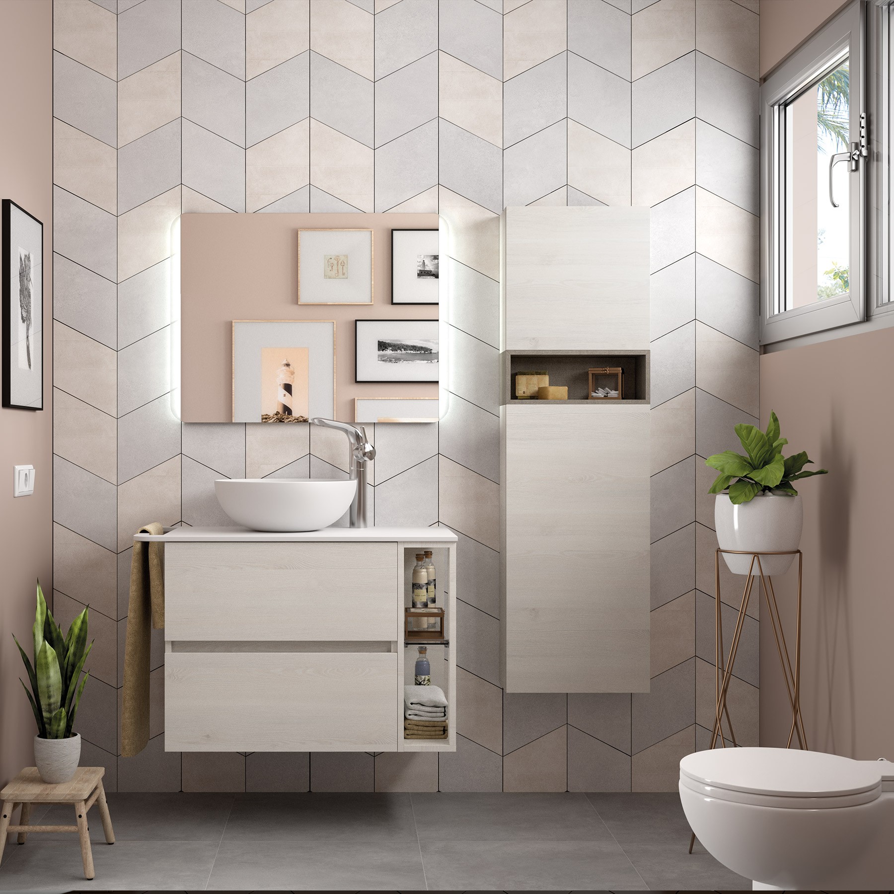 23220 SALGAR Модуль АЛЬЯНС 400 двусторонний 1 дверный SBIANCATO 400 x 800 x 162 мм Sbiancato  - Вид №1