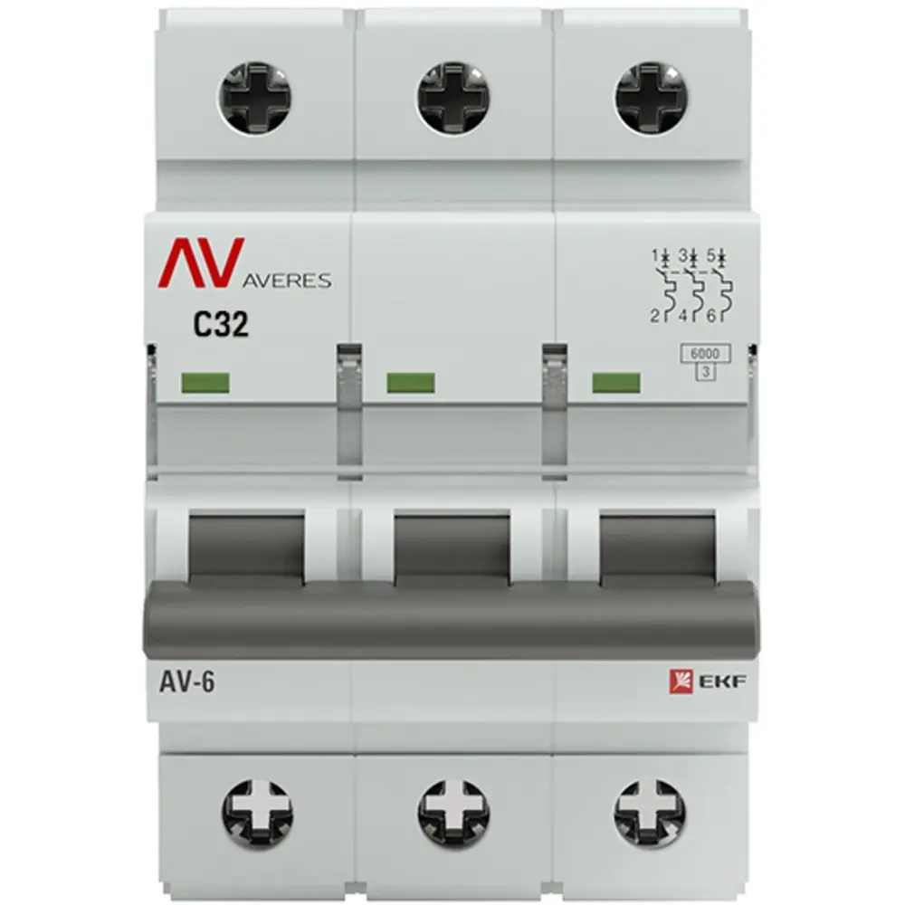 Автоматический выключатель EKF AV-6 3P C32A для защиты электросети 84579889 STLM-0052251 - Вид №1