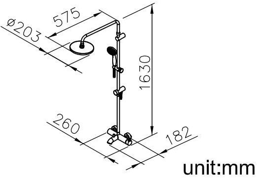 JUSTIME Настенная душевая стойка из хромированной латуни с душевой лейкой Sweet 6766-bd-80cp - Вид №1