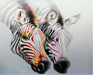 Картина на холсте 100х100 см "Обояние зебр" EVENHOME КАРТИНЫ МАСЛОМ 129739 Белый;серый;черный;разноцветный