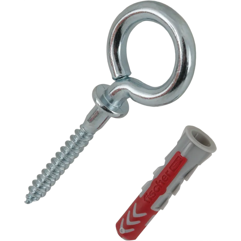 Дюбель для всех типов стен Duopower 6x30 мм крюк-кольцо цвет серый/красный 4 шт FISCHER STLM-2127380 - Вид №1