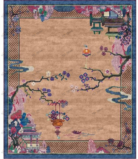 Tapis Rouge Прямоугольный коврик ручной работы Chinoiserie Tr1444