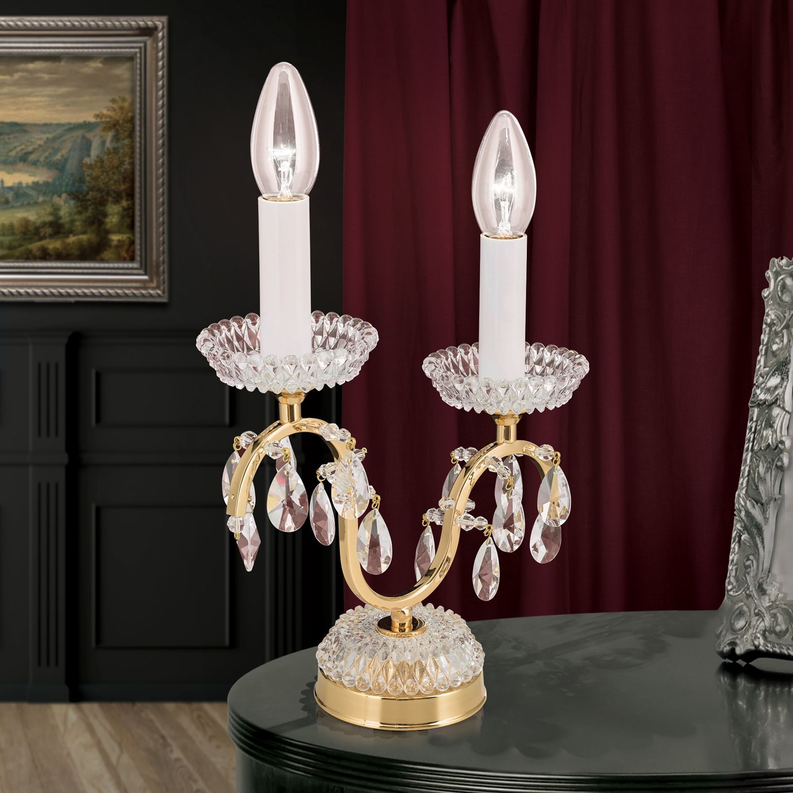 Латунная настольная лампа с кристаллами Orion Hirohito ARCH-00123944 - Вид №1