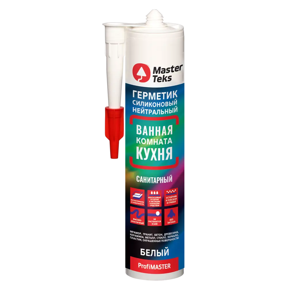 Герметик силиконовый MasterTeks нейтральный для ванной комнаты и кухни белый 280 мл STLM-2115738